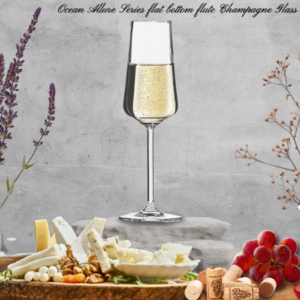 Ocean Allure Series Flat Bot om, Flute Champagne Glass, 220 ml, Set of 6 pieces